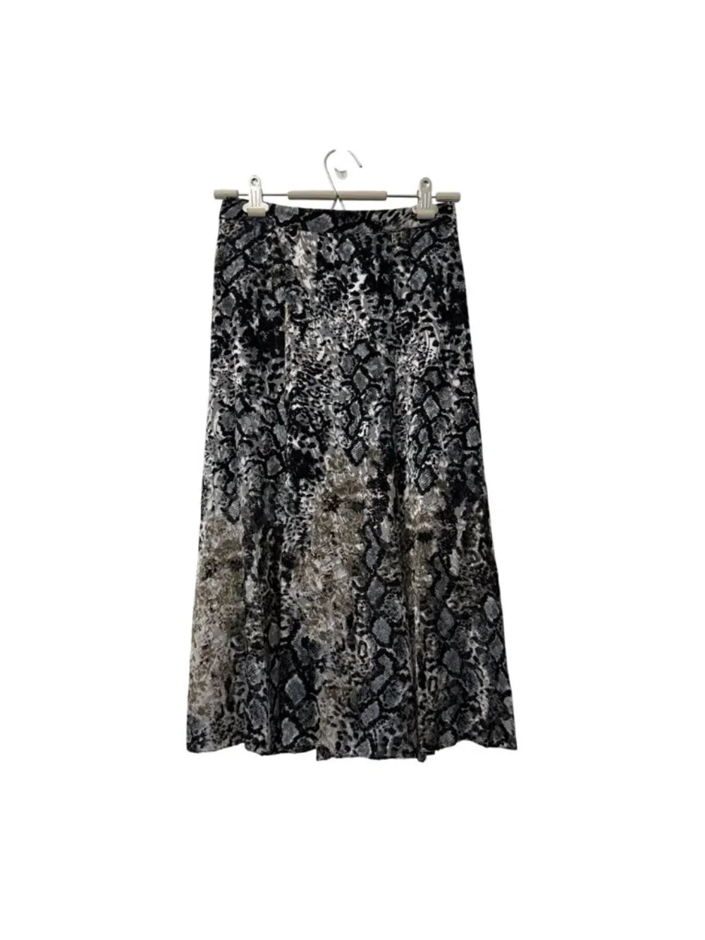 Alice Olivia Athena Burnout Velvet Snake Print Slit Flowy Silk Midi Skirt 2